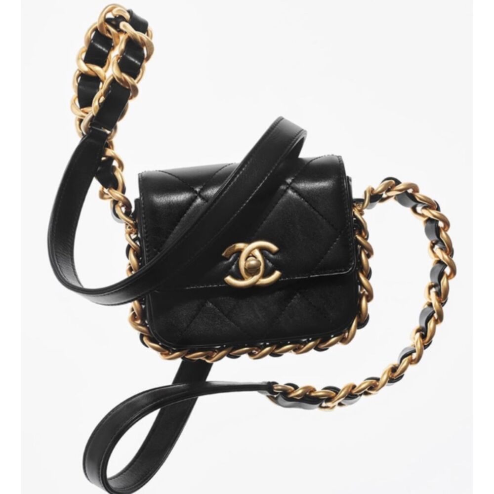 CHANEL Mini Flap Quilted Handbag Gold Hardware Black